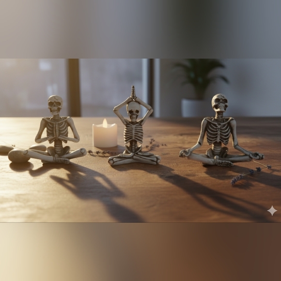 Yoga Halloween Decorative Ceramic Skeleton Poses 3pk - Picture 2 of 3